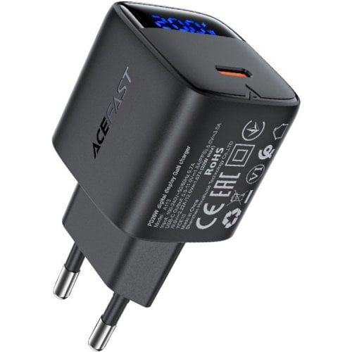 Мережевий зарядний пристрій Acefast A113 GaN USB Type-C 20W + Cable USB Type-C (6974316284420) Black купити в Україні | Telemart фото