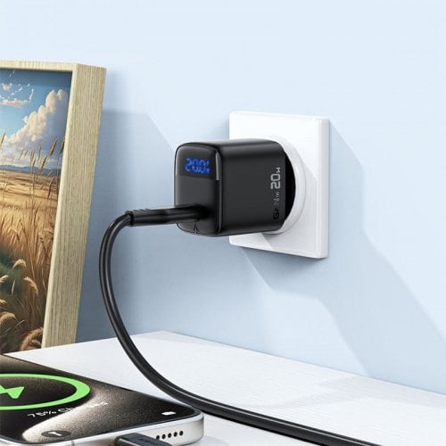 Мережевий зарядний пристрій Acefast A113 GaN USB Type-C 20W + Cable USB Type-C (6974316284420) Black купити в Україні | Telemart фото