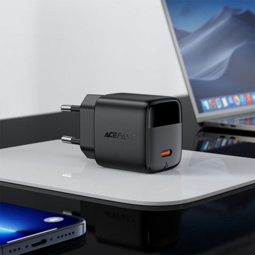 Мережевий зарядний пристрій Acefast A113 GaN USB Type-C 20W + Cable USB Type-C (6974316284420) Black купити в Україні | Telemart фото