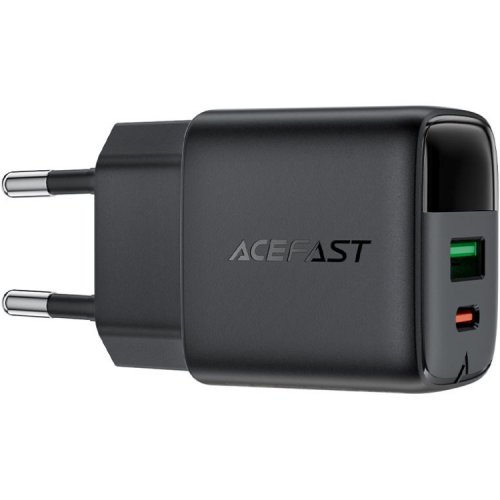 Мережевий зарядний пристрій Acefast A114 GaN USB + USB Type-C 25W (6974316284437) Black купити в Україні | Telemart фото