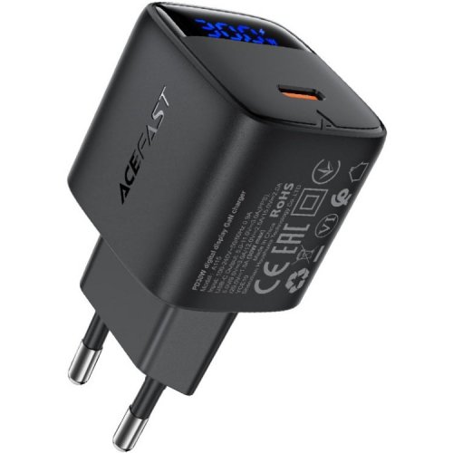 Мережевий зарядний пристрій Acefast A115 GaN USB Type-C 30W (6974316284444) Black купити в Україні | Telemart фото
