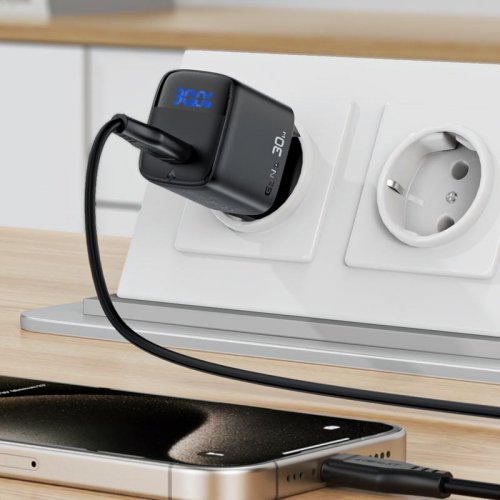 Мережевий зарядний пристрій Acefast A115 GaN USB Type-C 30W (6974316284444) Black купити в Україні | Telemart фото