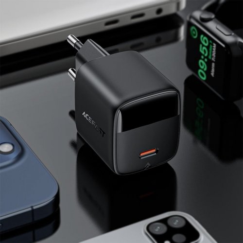 Мережевий зарядний пристрій Acefast A115 GaN USB Type-C 30W + Cable USB Type-C (6974316284451) Black купити в Україні | Telemart фото