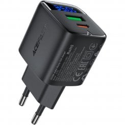 Мережевий зарядний пристрій Acefast A116 GaN USB + USB Type-C 35W (6974316284468) Black