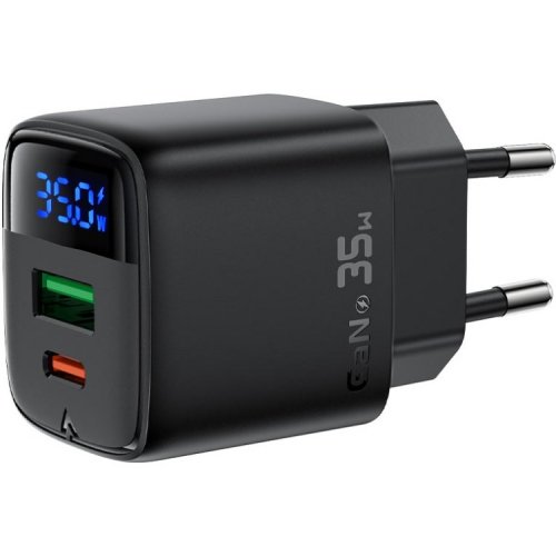 Мережевий зарядний пристрій Acefast A116 GaN USB + USB Type-C 35W (6974316284468) Black купити в Україні | Telemart фото