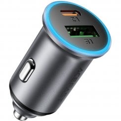 Автомобильное зарядное устройство Acefast B15 USB + USB Type-C 65W (6974316284963) Gray