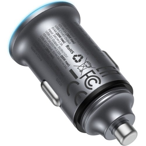 Автомобильное зарядное устройство Acefast B15 USB + USB Type-C 65W (6974316284963) Gray купить в Украине | Telemart фото