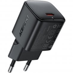 Мережевий зарядний пристрій Acefast A117 mini GaN USB Type-C 20W (6974316284987) Black