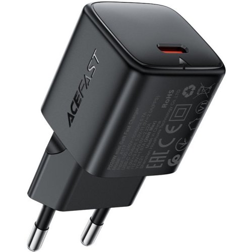 Мережевий зарядний пристрій Acefast A117 mini GaN USB Type-C 20W (6974316284987) Black купити в Україні | Telemart фото