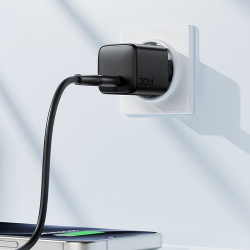 Мережевий зарядний пристрій Acefast A118 GaN USB Type-C 30W + Cable USB Type-C (6974316285175) Black купити в Україні | Telemart фото