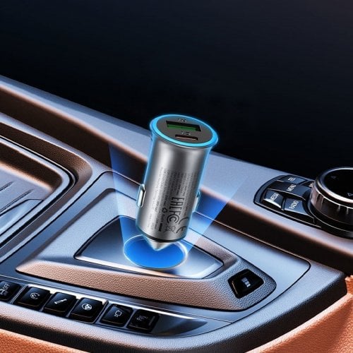 Автомобильное зарядное устройство Acefast B16 USB + USB Type-C 95W + Cable USB Type-C (6974316285304) Gray купить в Украине | Telemart фото