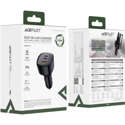 Автомобильное зарядное устройство Acefast B18 USB + 2 x USB Type-C 200W (6974316285953) Black купить в Украине | Telemart фото