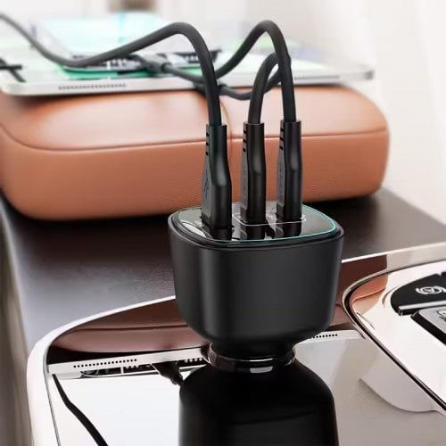 Автомобильное зарядное устройство Acefast B18 USB + 2 x USB Type-C 200W (6974316285953) Black купить в Украине | Telemart фото