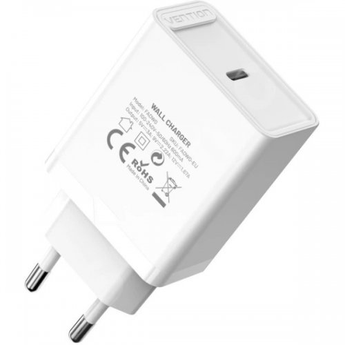Мережевий зарядний пристрій Vention USB Type-C 20W (FADW0-EU) White купити в Україні | Telemart фото