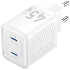 Сетевое зарядное устройство Vention GaN 2 x USB Type-C 45W (FEFW0-EU) White