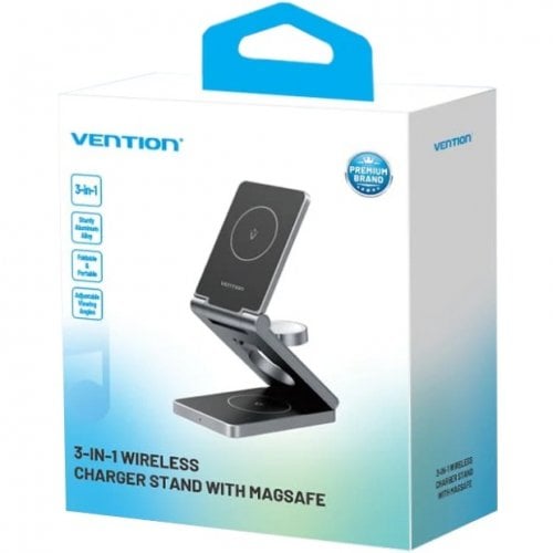 Бездротовий зарядний пристрій Vention 3 in 1 Wireless 15W (FGFH0) Gray купити в Україні | Telemart фото