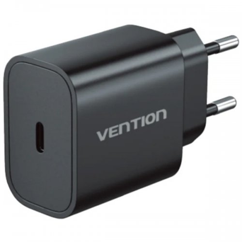 Сетевое зарядное устройство Vention USB Type-C 20W + Cable USB Type-C - Lightning (G17B0-EU) Black купить в Украине | Telemart фото