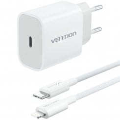 Сетевое зарядное устройство Vention USB Type-C 20W + Cable USB Type-C - Lightning (G17W0-EU) White