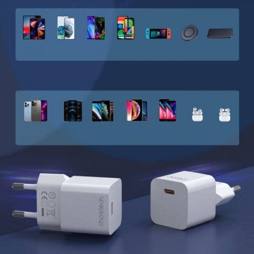 Сетевое зарядное устройство Choetech PD5010 USB Type-C 20W (PD5010-EU-WH) White купить в Украине | Telemart фото
