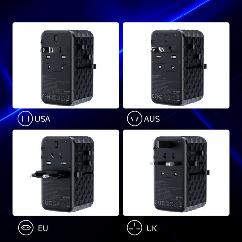 Мережевий зарядний пристрій Choetech PD6028 Travel GaN 2 x USB + 2 x USB Type-C 100W (PD6028-BK) Black купити в Україні | Telemart фото