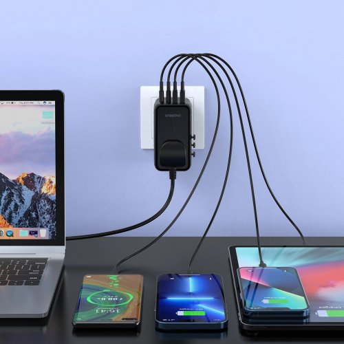 Мережевий зарядний пристрій Choetech PD6028 Travel GaN 2 x USB + 2 x USB Type-C 100W (PD6028-BK) Black купити в Україні | Telemart фото