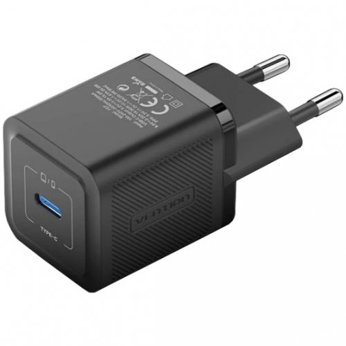 Сетевое зарядное устройство Vention GaN USB Type-C 20W + Cable USB Type-C (TZ-FEPB0-EU-01) Black купить в Украине | Telemart фото