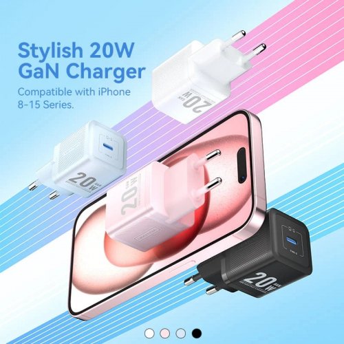 Сетевое зарядное устройство Vention GaN USB Type-C 20W + Cable USB Type-C (TZ-FEPW0-EU-01) White купить в Украине | Telemart фото