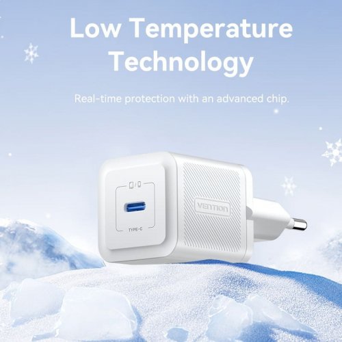 Сетевое зарядное устройство Vention GaN USB Type-C 20W + Cable USB Type-C (TZ-FEPW0-EU-01) White купить в Украине | Telemart фото