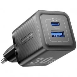 Сетевое зарядное устройство Vention USB + USB Type-C 30W + Cable USB Type-C (TZ-FEQB0-EU-01) Black