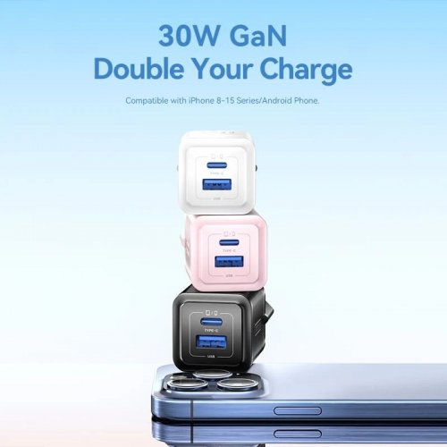 Мережевий зарядний пристрій Vention USB + USB Type-C 30W + Cable USB Type-C (TZ-FEQW0-EU-01) White купити в Україні | Telemart фото