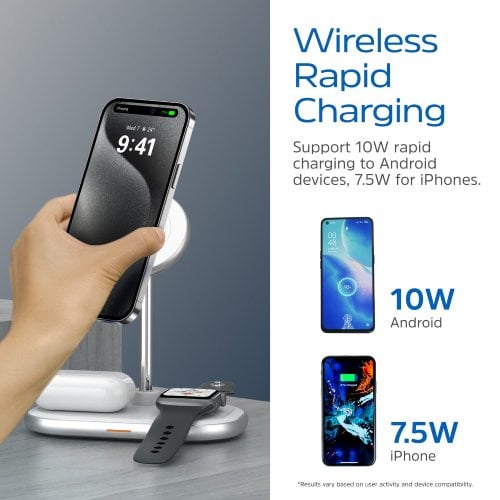 Бездротовий зарядний пристрій Energizer WCP303 3 in 1 Wireless 15W White купити в Україні | Telemart фото