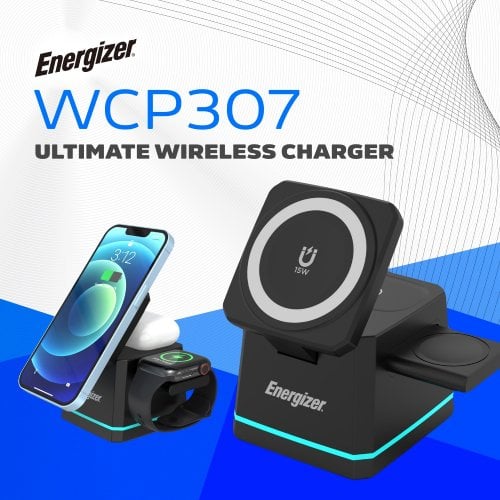 Бездротовий зарядний пристрій Energizer WCP307 3 in 1 Wireless 15W Black купити в Україні | Telemart фото
