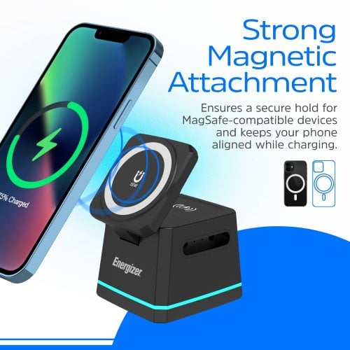 Бездротовий зарядний пристрій Energizer WCP307 3 in 1 Wireless 15W Black купити в Україні | Telemart фото