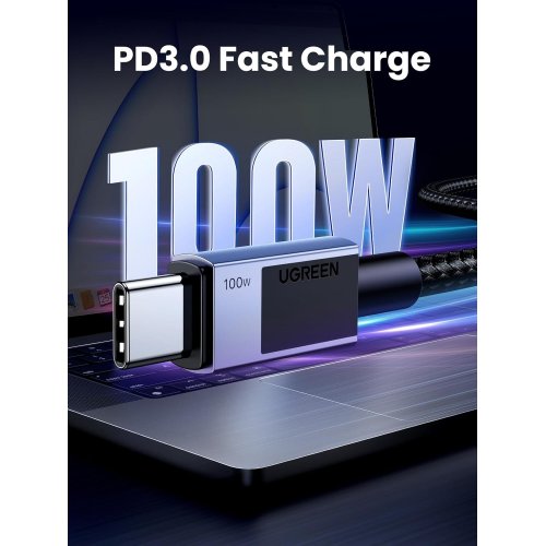 Кабель Ugreen L512 USB 2.0 Type-C to USB Type-C 100W 3m (45065) Grey купити в Україні | Telemart фото