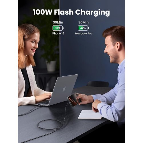 Кабель Ugreen L512 USB 2.0 Type-C to USB Type-C 100W 3m (45065) Grey купити в Україні | Telemart фото