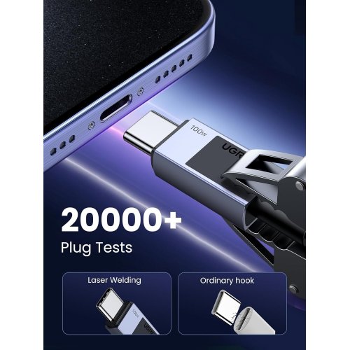 Кабель Ugreen L512 USB 2.0 Type-C to USB Type-C 100W 3m (45065) Grey купити в Україні | Telemart фото