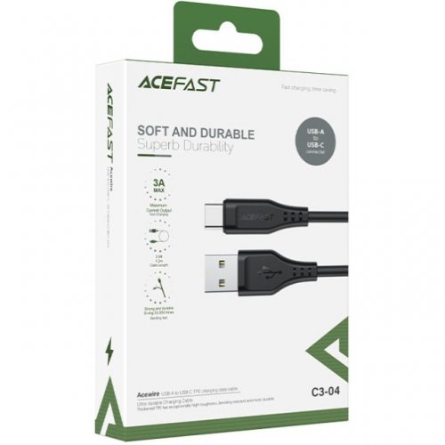 Кабель Acefast C3-04 USB to USB Type-C 60W 1.2m (6974316280866) Black купить в Украине | Telemart фото