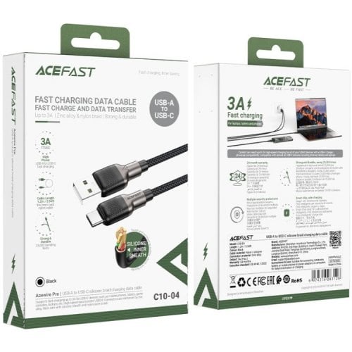 Кабель Acefast C10-04 USB to USB Type-C 60W 1.2m (6974316283126) Black/Grey купить в Украине | Telemart фото
