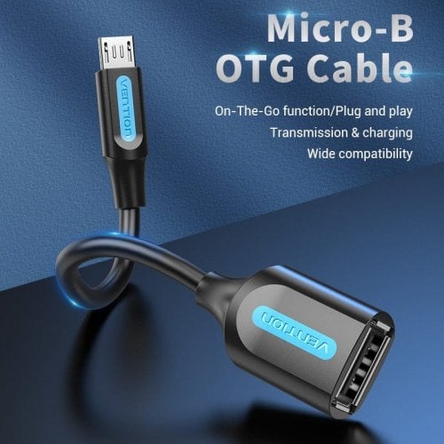 Адаптер Vention USB 2.0 microUSB to USB OTG 0.15m (CCUBB) Black купить в Украине | Telemart фото