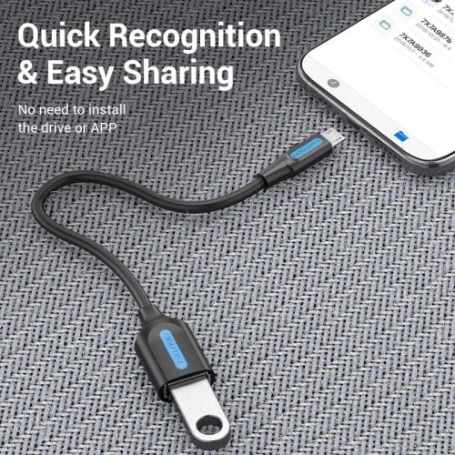 Адаптер Vention USB 2.0 microUSB to USB OTG 0.15m (CCUBB) Black купить в Украине | Telemart фото