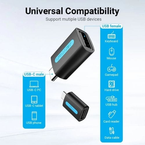 Адаптер Vention USB 2.0 Type-C to USB OTG (CDTB0) Black купить в Украине | Telemart фото