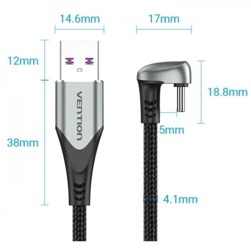 Кабель Vention USB 2.0 to USB Type-C 66W 1.5m (COHHG) Black купить в Украине | Telemart фото