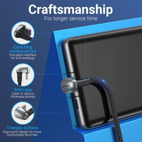 Кабель Vention USB 2.0 to USB Type-C 66W 1.5m (COHHG) Black купить в Украине | Telemart фото