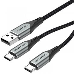 Кабель Vention USB 2.0 to 2 x USB Type-C 2.4A 1m (CQOHF) Black