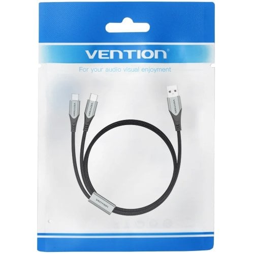 Кабель Vention USB 2.0 to 2 x USB Type-C 2.4A 1m (CQOHF) Black купить в Украине | Telemart фото