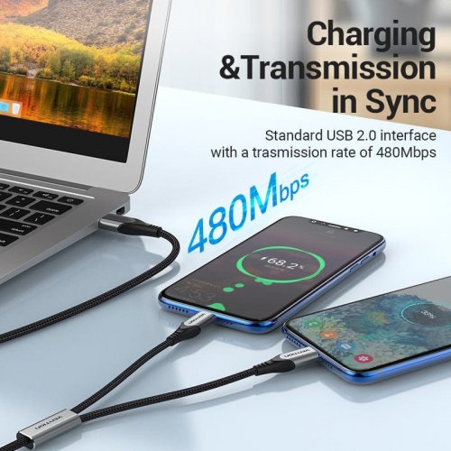 Кабель Vention USB 2.0 to 2 x USB Type-C 2.4A 1m (CQOHF) Black купить в Украине | Telemart фото