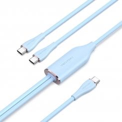 Кабель Vention USB 2.0 Type-C to 2 x USB Type-C 100W 1.5m (CTMSG) Blue