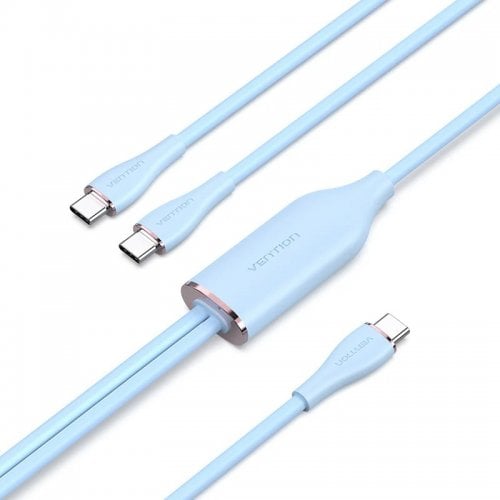 Кабель Vention USB 2.0 Type-C to 2 x USB Type-C 100W 1.5m (CTMSG) Blue купити в Україні | Telemart фото