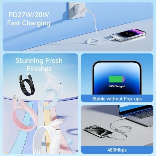 Кабель Vention USB 2.0 Type-C to Lightning 27W 1m (LAKSF) Light Blue купити в Україні | Telemart фото
