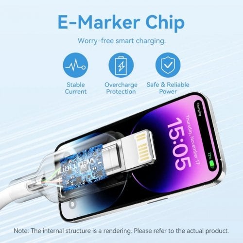 Кабель Vention USB 2.0 Type-C to Lightning 27W 1m (LAKSF) Light Blue купити в Україні | Telemart фото